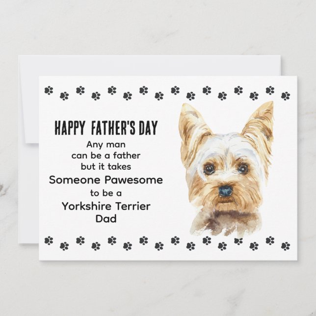 Tarjeta Festiva Pawsome Best Yorkshire Terrier Dog Dad Day (Anverso)