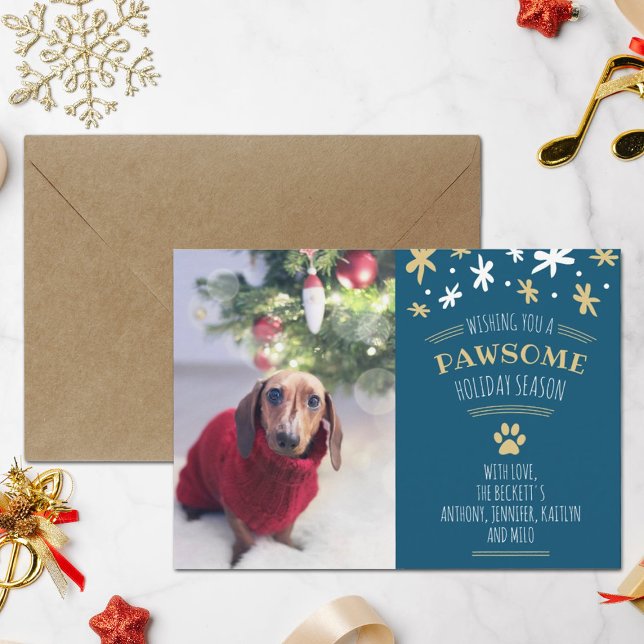 Tarjeta Festiva Pawsome Holiday Season Mascota Holiday Photo (Subido por el creador)