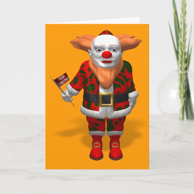 Tarjeta Festiva Payaso de Santa Claus (Anverso)