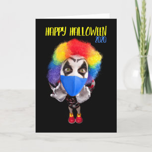 Tarjeta Festiva Payaso feliz de Halloween con humor de máscara de