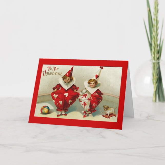 Tarjeta Festiva Payasos de San Valentín (Anverso)