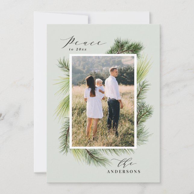 Tarjeta Festiva Paz a 2020 modernos navidades de pinares (Anverso)