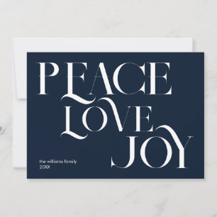 Tarjeta Festiva Paz Alegría Alegría Azul Blanco Elegante Navidades