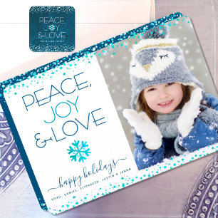 Tarjeta Festiva Paz Alegría Amor Escritura Chic Moderno Copo de Ni