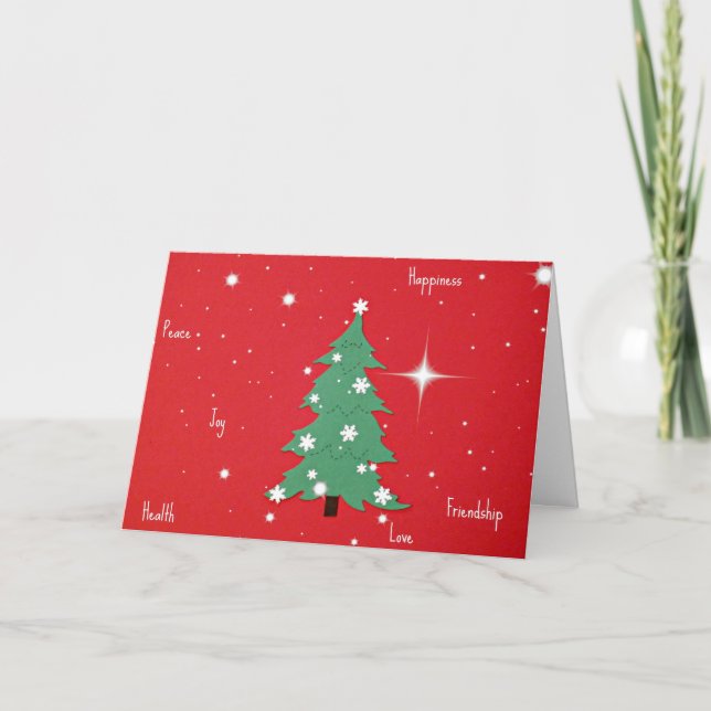 Tarjeta Festiva Paz, Alegría, Felicidad, Amor... Saludos navideños (Anverso)