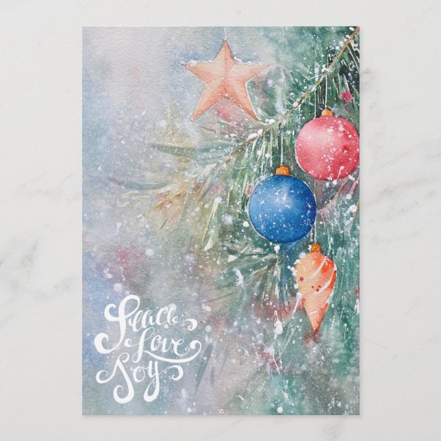 Tarjeta Festiva Paz Amor Alegría (Anverso)