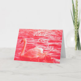 Tarjeta Festiva paz amor alegría cisnes rosados