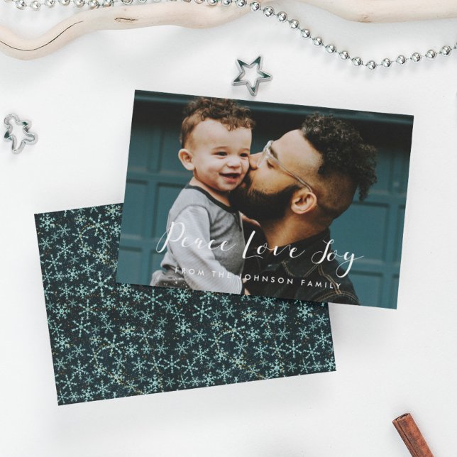 Tarjeta Festiva Paz Amor Alegría Fotografía de Caligrafía Elegante (Subido por el creador)