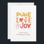 Tarjeta Festiva Paz Amor Alegría. Letras de invierno para Navidade<br><div class="desc">Navidades tarjeta de vacaciones de invierno "Peace Love Joy" con letras bonitas.</div>