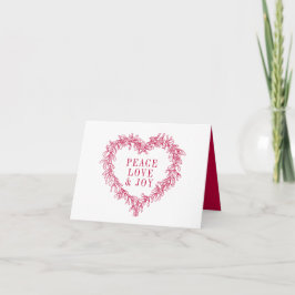 Tarjeta Festiva Paz, amor alegría mistletocorazón Navidades