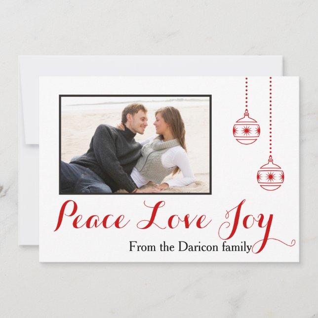 Tarjeta Festiva Paz, amor, alegría, Navidades modernos foto de Gro (Anverso)