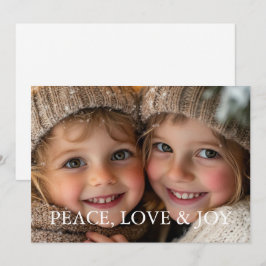 Tarjeta Festiva Paz Amor Alegría Tipografía Minimalista Foto Blanc