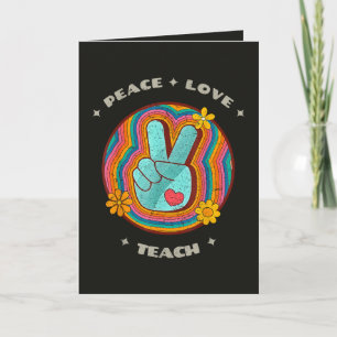 Tarjeta Festiva Paz Amor Enseñanza Vintage Retro 70s Hippie