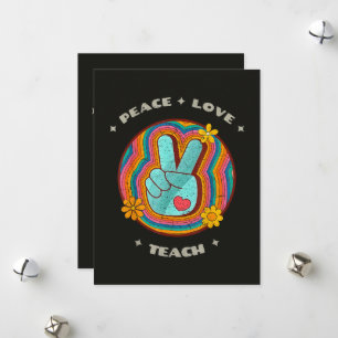 Tarjeta Festiva Paz Amor Enseñanza Vintage Retro 70s Hippie