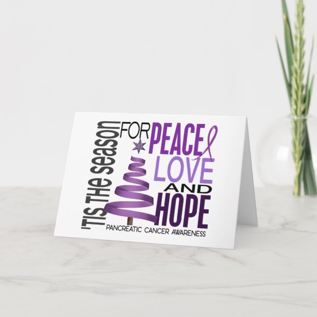 Tarjeta Festiva Paz Amor Esperanza Navidades Cáncer Pancreático (Anverso)