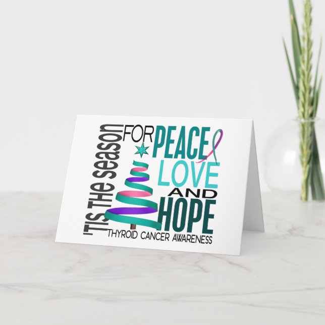 Tarjeta Festiva Paz Amor Esperanza Navidades festejan cáncer tiroi (Anverso)