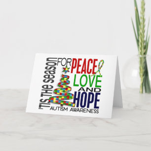 Tarjeta Festiva Paz Amor Esperanza Navidades Festividad Autismo