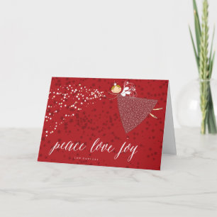 Tarjeta Festiva Paz Amor Joy Snowflakes Navidades mágicos Hadas