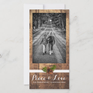 Tarjeta Festiva Paz Amor Navidades Foto completa Pinecones de made