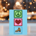 Tarjeta Festiva Paz Amor Patinaje sobre hielo<br><div class="desc">Tarjeta de Navidad de Patinaje sobre hielo Cute Paz Amor para una patinadora que le gustan los signos de paz y los corazones. Lindas tarjetas de patinadora de hielo azules para esta Navidad para una patinadora artística.</div>