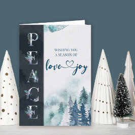 Tarjeta Festiva Paz, amor y alegría para los Navidades de los bosq