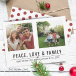 Tarjeta Festiva Paz, amor y familia 2 fotos<br><div class="desc">La tarjeta de vacaciones Peace,  love & family incluye 2 de tus fotos favoritas en la tipografía moderna.</div>