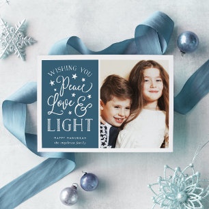 Tarjeta Festiva Paz, amor y luz Foto de Hanukkah