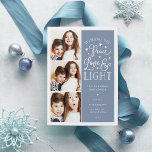 Tarjeta Festiva Paz, amor y luz | Foto de Hanukkah<br><div class="desc">La hermosa tarjeta de fotos de Hanukkah basada en tipografía muestra tres de tus fotos familiares favoritas en formato cuadrado a lo largo del lado izquierdo. "Deseándote paz, amor y luz este Hanukkah y siempre" aparece a la derecha en una tipografía con letras de mano blanca sobre un fondo azul...</div>