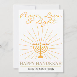 Tarjeta Festiva Paz, amor y luz | Foto de la familia Hanukkah