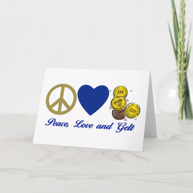 Tarjeta Festiva Paz, amor y regalos Hanukkah (Anverso)