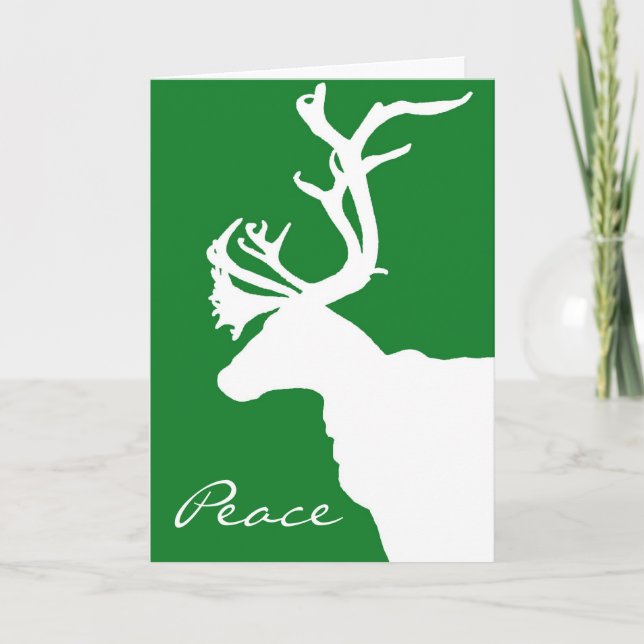 Tarjeta Festiva Paz blanca del reno (Anverso)