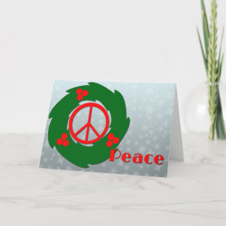 Tarjeta Festiva Paz con la guirnalda del acebo