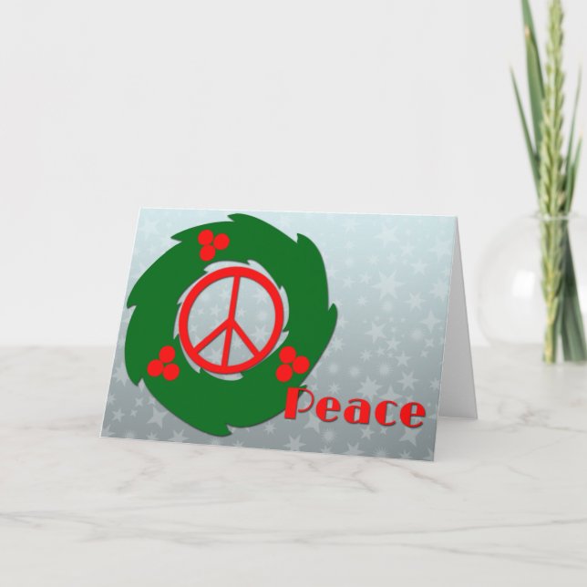 Tarjeta Festiva Paz con la guirnalda del acebo (Anverso)