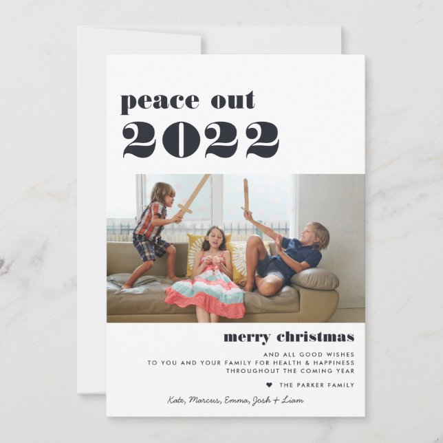 Tarjeta Festiva Paz de 2022 | Fotos navideñas de Feliz (Anverso)