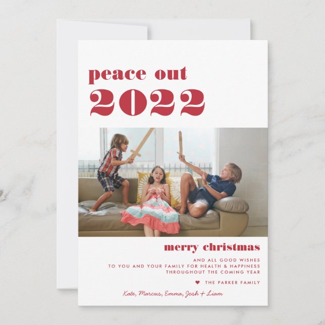 Tarjeta Festiva Paz de 2022 | Fotos navideñas de Feliz (Anverso)