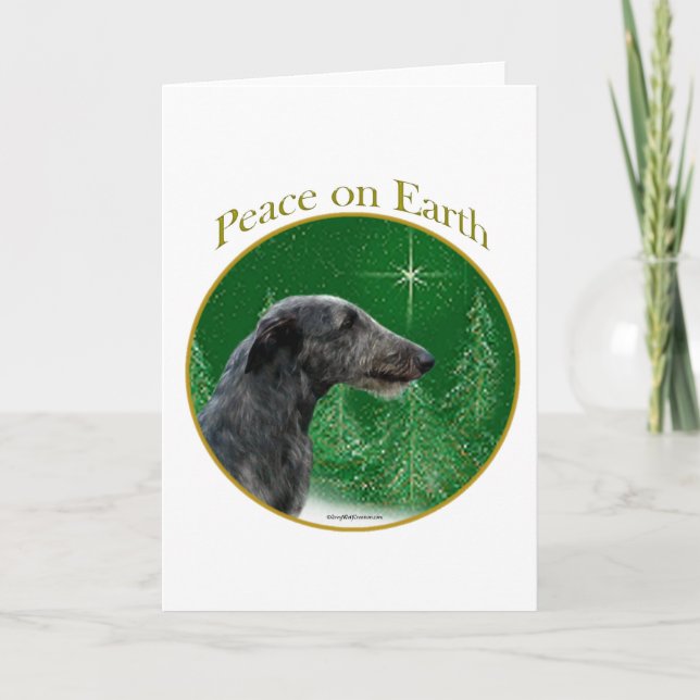 Tarjeta Festiva Paz de Deerhound del escocés (Anverso)