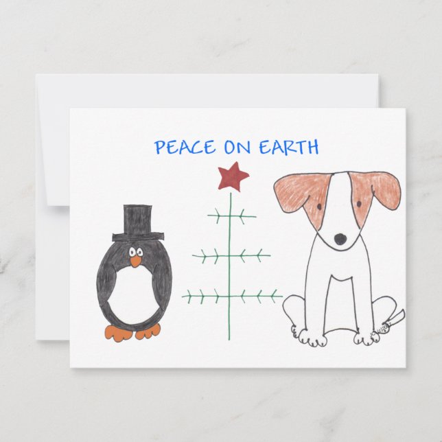 Tarjeta Festiva Paz de Jack Russell en la tierra (Anverso)