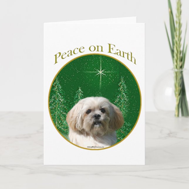 Tarjeta Festiva Paz de Lasa Apso (Anverso)
