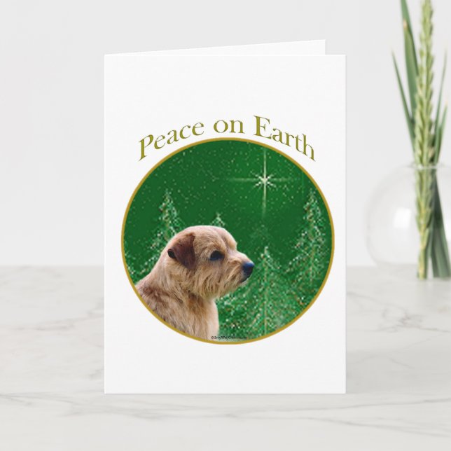 Tarjeta Festiva Paz de Norfolk Terrier (Anverso)