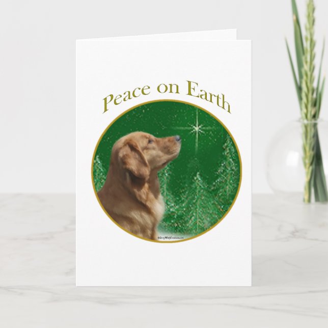 Tarjeta Festiva Paz del golden retriever (Anverso)