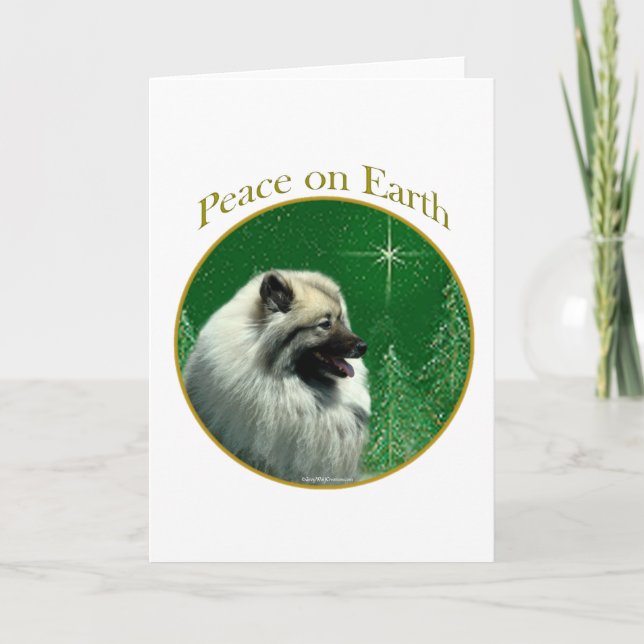 Tarjeta Festiva Paz del Keeshond (Anverso)