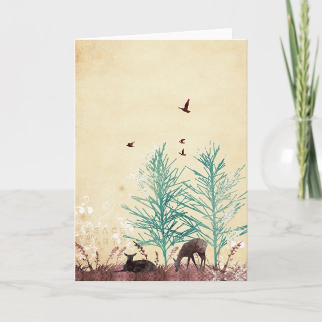 Tarjeta Festiva Paz en ciervos de la tierra (Anverso)