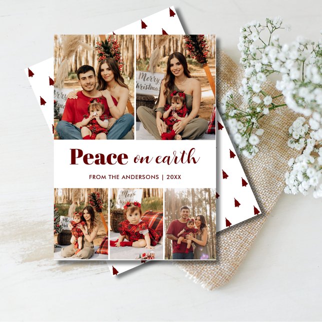 Tarjeta Festiva Paz en la Tierra 5 Familia Foto Navidades simples (Subido por el creador)