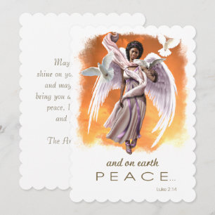 Tarjeta Festiva Paz en la Tierra. Ángel afroamericano