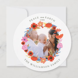 Tarjeta Festiva Paz en la Tierra Bonito Floral Folklore de arte Wr