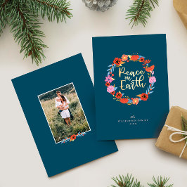 Tarjeta Festiva Paz en la Tierra Bonito Floral Leyenda de Arte Pop