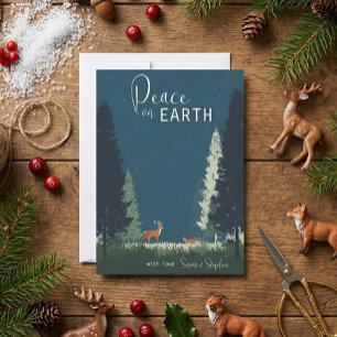 Tarjeta Festiva Paz en la Tierra Bosque Perenne de Bosques