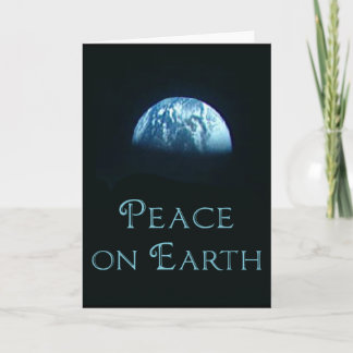Tarjeta Festiva Paz en la Tierra con imagen de la Tierra desde el 