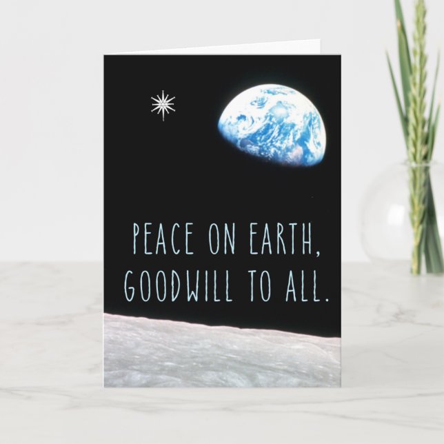 Tarjeta Festiva Paz en la Tierra con la Tierra y la Estrella (Anverso)
