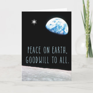 Tarjeta Festiva Paz en la Tierra con la Tierra y la Estrella